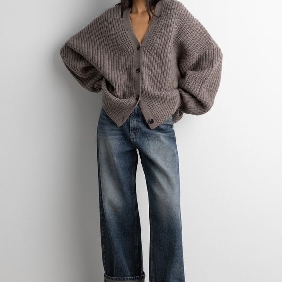 OAK + FORT Taupe Women's Cardigan New!! O/S - Picture 2 of 6
